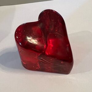 Fire and Light Recycled Glass Red Heart Paperweight